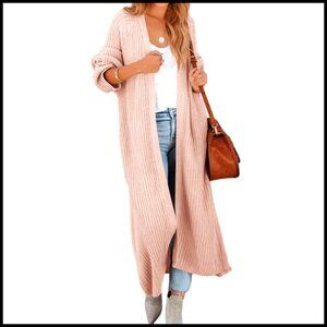 Oversized Long Cardigan Sweater Duster Coat Open Front Knit